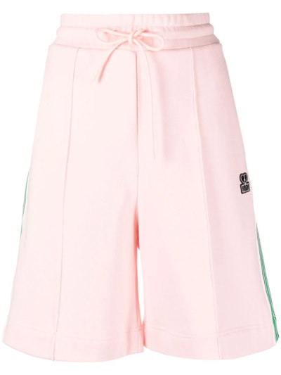 Msgm Tape-detail Flared Track Shorts In Rosa