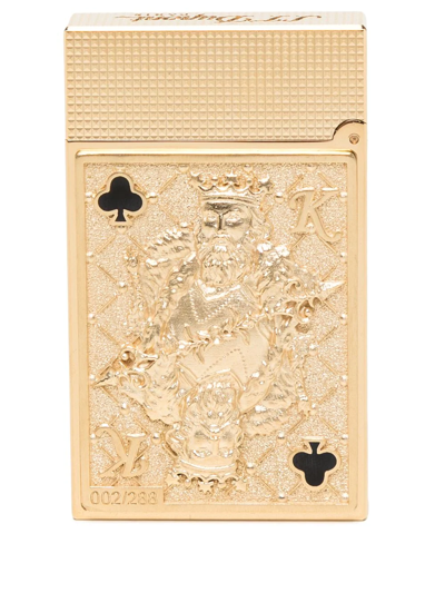 St Dupont Ligne 2 King Of Clubs Lighter In Gold