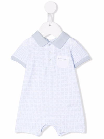 Givenchy Babies' Monogram-print Cotton Romper In Blue