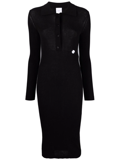 Patou Logo-embroidered Knitted Dress In Schwarz