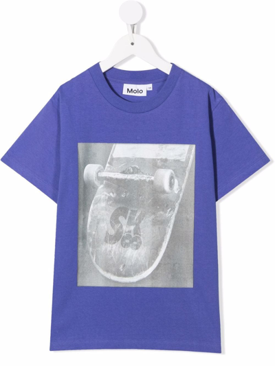 Molo Kids' Skateboard-print T-shirt In Purple