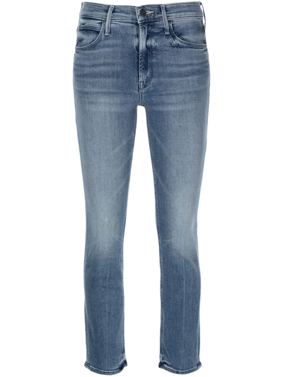 Mother Mid-rise Skinny Ankle-crop Jeans In Blue