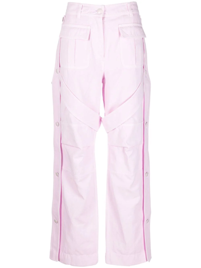 Burberry Amelia Straight-leg Mid-rise Cotton And Linen-blend Trousers In Pale Candy Pink