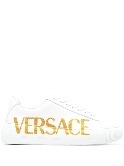 Versace Womens White Leather Sneakers