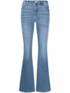 Frame Le High Flare Cotton-blend Jeans In Blue