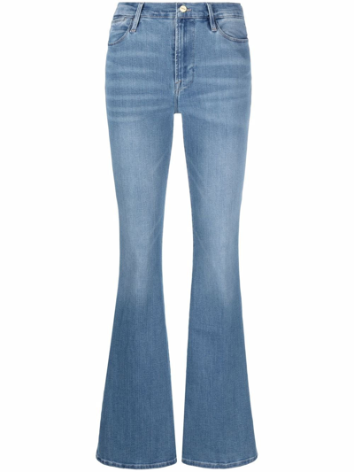 Frame Le High Flare Cotton-blend Jeans In Blue