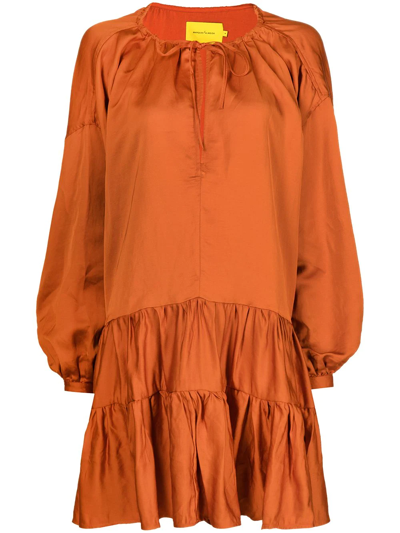 Marques' Almeida Gathered-detail Oversized Dress In Orange