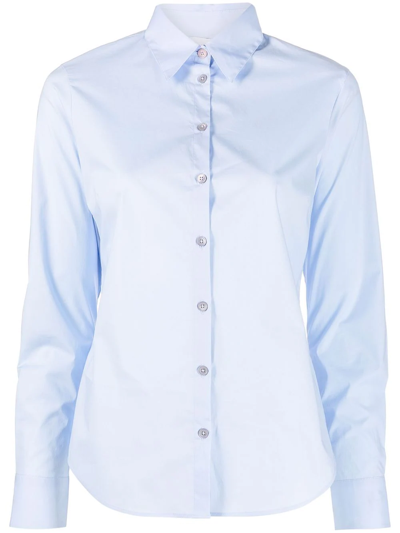 Ps By Paul Smith Pointed-collar Organic-cotton Shirt In Blue
