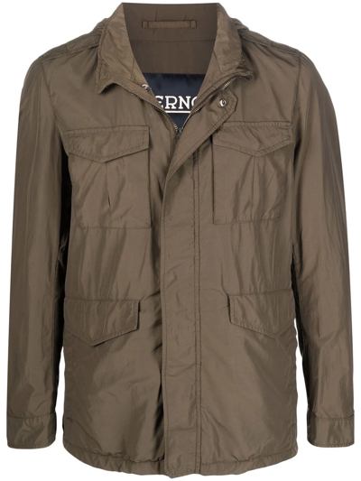 Herno Field Multi-pocket Hooded Jacket In Verde
