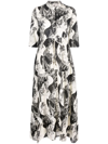 Tory Burch Printed Coverup Maxi Shirtdress In Black
