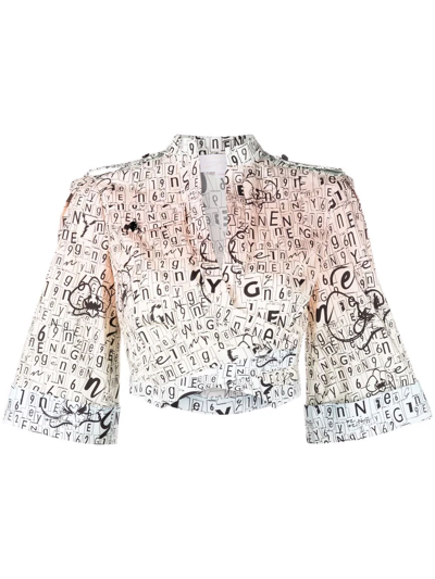 Genny Logo-print Cropped Shirt In Multicolor