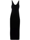 Saint Laurent Black Cut-out Velvet Dress In Schwarz