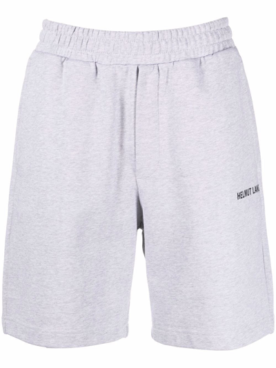 Helmut Lang Grey Core Logo Print Cotton Shorts