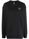 Adidas By Stella Mccartney Logo-print Organic-cotton Sweatshirt In Schwarz
