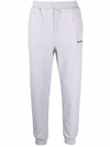 Helmut Lang Grey Logo Print Tapered Track Pants In Grau