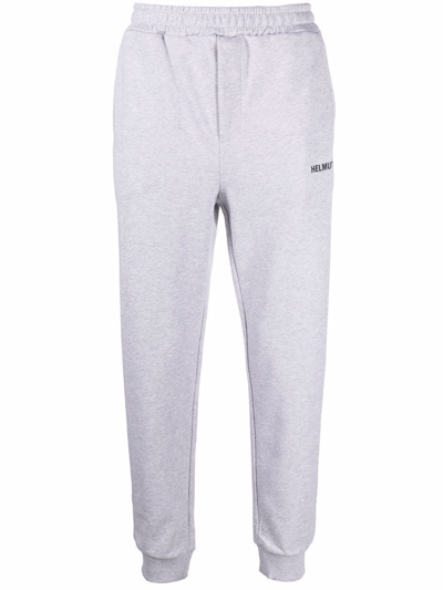 Helmut Lang Grey Logo Print Tapered Track Pants