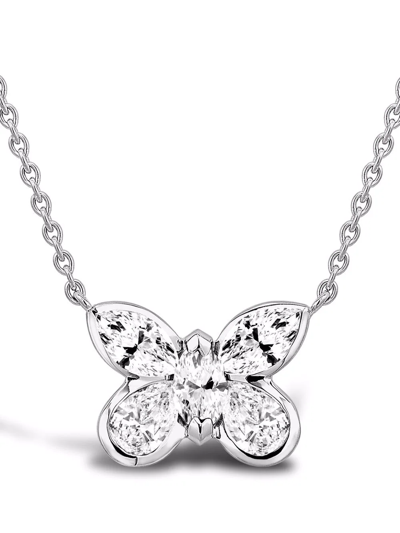 Pragnell 18kt White Gold Butterfly Diamond Pendant Necklace In Silber