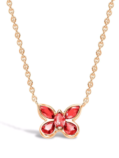 PRAGNELL 18KT YELLOW GOLD BUTTERFLY RUBY PENDANT NECKLACE