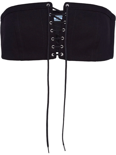 Prada Lace-up Cropped Top In Black