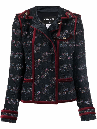 Pre-owned Chanel 2010 Double-breasted Tweed Jacket In Black