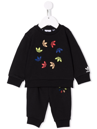 Adidas Originals Babies' Logo-print Tracksuit Set In Black