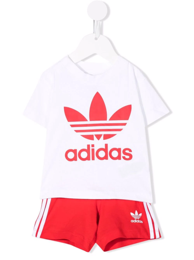 Adidas Originals Babies' Logo-print Short Set In White
