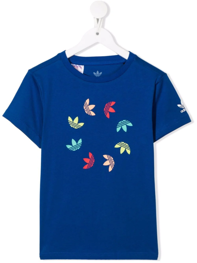 Adidas Originals Kids' Logo-print T-shirt In Blue