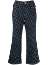 LANVIN LOGO-PRINT CROPPED JEANS