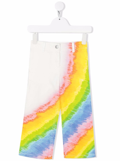Stella Mccartney Kids' Rainbow-print Straight-leg Jeans In Multicolor