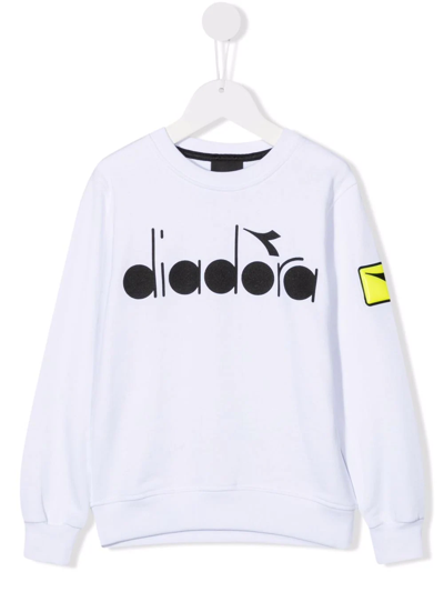 Diadora Junior Teen Logo Crew-neck Sweatshirt In White