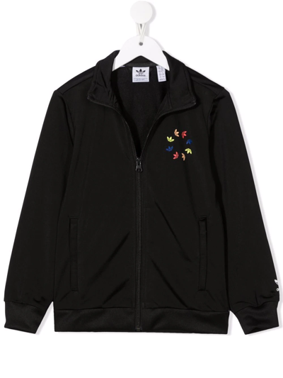 Adidas Originals Kids' Logo-print Zip-up Jacket In Black