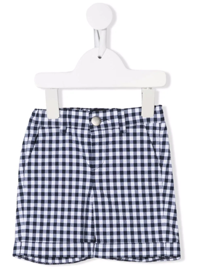 Fay Babies' Check-print Elasticated Shorts In Bianco+blu