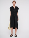 Joseph Delcie Tie-detailed Ramie Midi Dress In Black