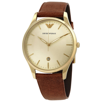 Emporio Armani Adriano Quartz Beige Dial Mens Watch Ar11312 In Beige,brown,gold Tone,yellow