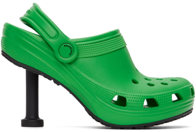 Balenciaga X Croc Madame Rubber Stiletto Clogs In Green