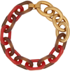 Marni Orange & Gold Wood Chain Necklace In Brown,red
