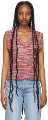 Re/done Space-dyed Intarsia-knit Vest In Red Multi