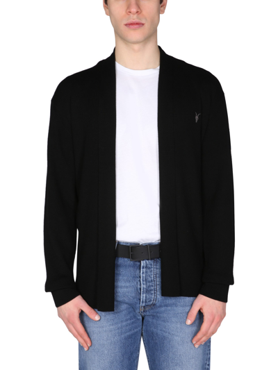 Allsaints Mode Merino Wool Open Cardigan Sweater In Black