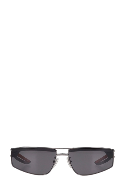 Balenciaga Hybrid Rect Sunglasses In Black Metal Alloy