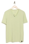 Lucky Brand Button Notch Neck T-shirt In Smoke Green