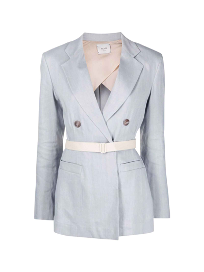 Alysi Belted Double-breasted Blazer In Azzuro