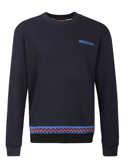 Missoni Crew Neck Sweatshirt In Blue