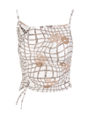 Gcds White Top With Blurred Chain Motif Print In Avorio/beige