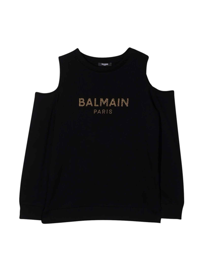 Balmain Black Teen Sweatshirt In Nero
