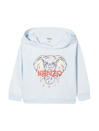 Kenzo Kids' Light Blue Sweatshirt With Print And Hood