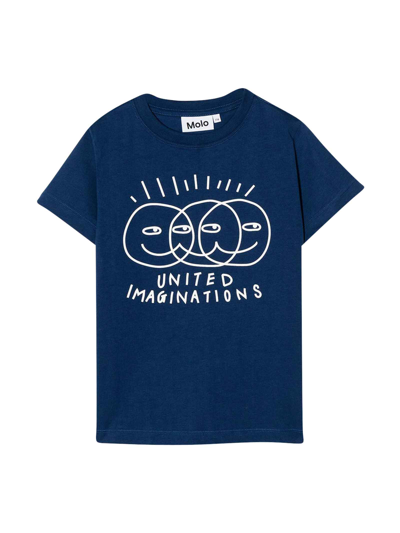 Molo Teen United Imaginations Crewneck T-shirt In Blue