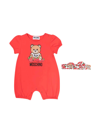 Moschino Babies' Printed Cotton Jersey Romper & Headband In Rosso