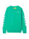 OFF-WHITE GREEN SWEATSHIRT WITH WHITE PRINT