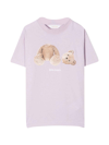 PALM ANGELS LILAC T-SHIRT WITH PRINT