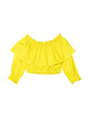 Msgm Teen Off-shoulder Cropped Blouse In Gialla